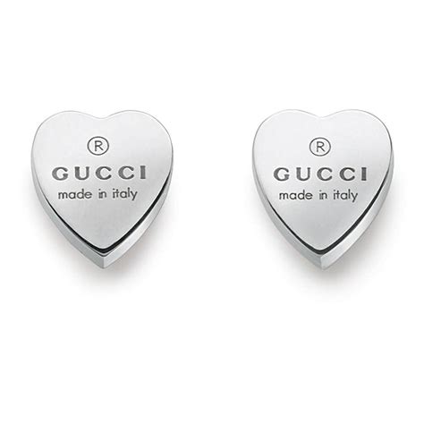 gucci trademark engraved heart silver stud earrings|gucci interlocking g silver earrings.